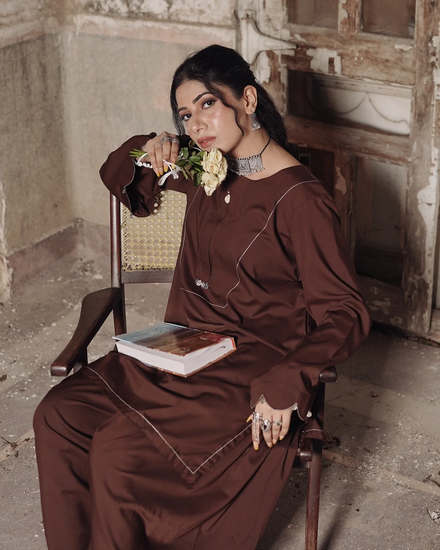 Chocolate Brown Short Shirt with Farshi Shalwar